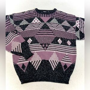 Santana Vintage 80's Geometric Crewneck Sweater - Medium